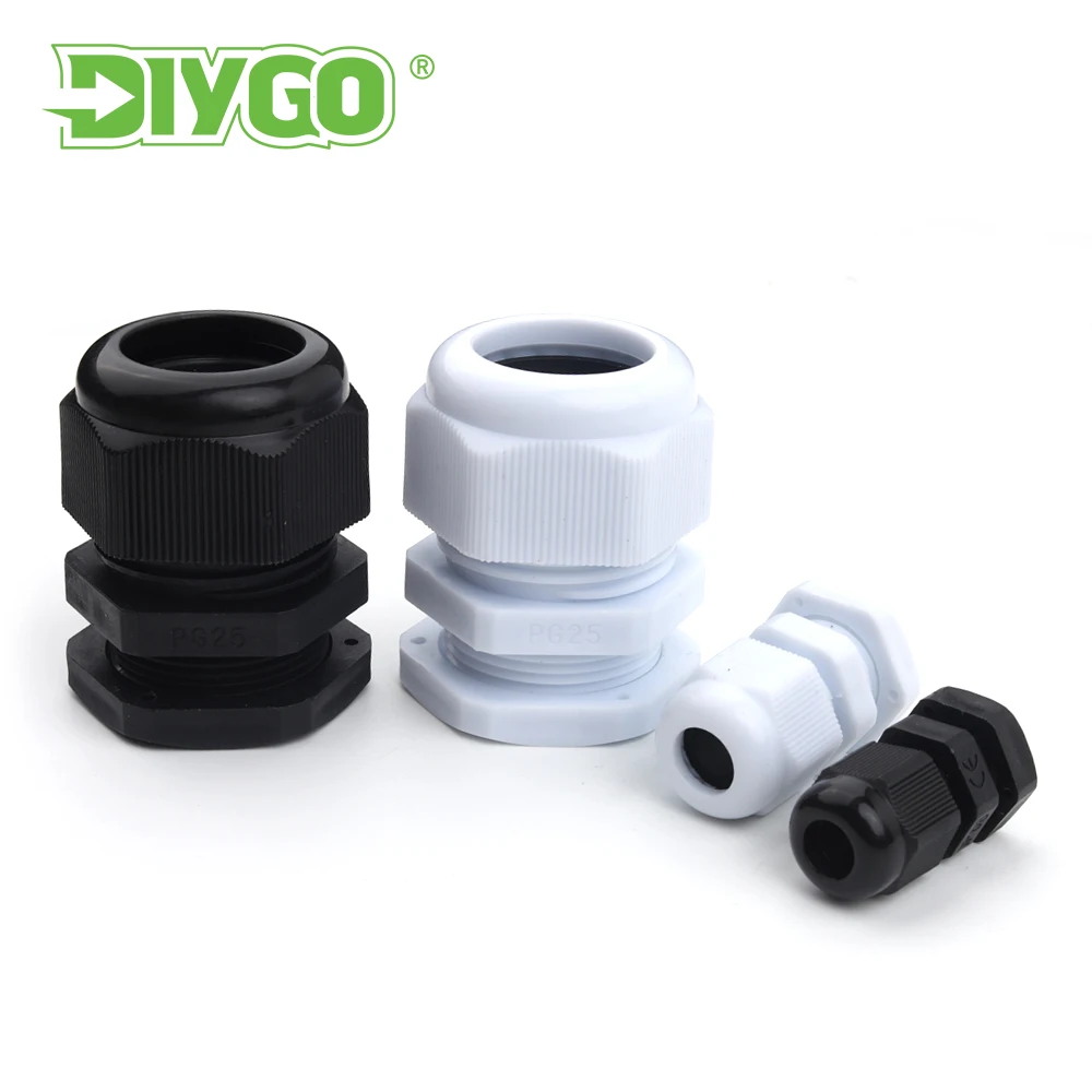 

IP68 5-18mm Waterproof Cable Connector Black White Plastic Seal Joint PG7 PG9 PG11 PG13.5 PG16 PG19 PG21 PG25 Nylon Connectors