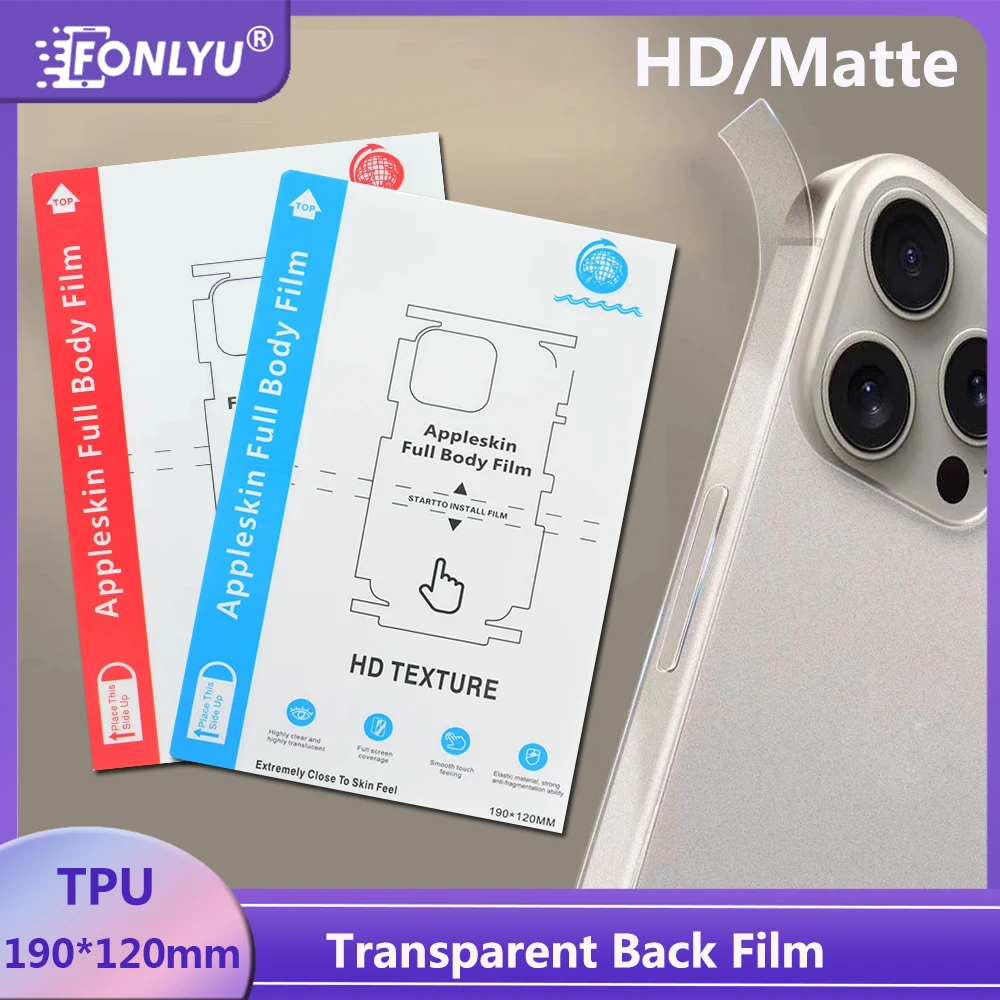FONLYU 50pcs Transparent Full Cover Back Hydrogel Film for iPhone 17 Pro Max Air HD Clear Matte Screen Protector Cutting Machine
