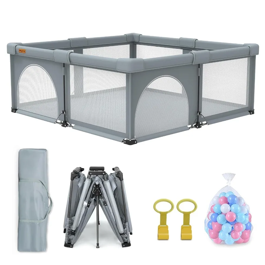 Cercadinho dobrável para bebês, 50x50 polegadas, cercadinho portátil, caneta dobrável para bebês e crianças, cerca interna e externa para bebês p