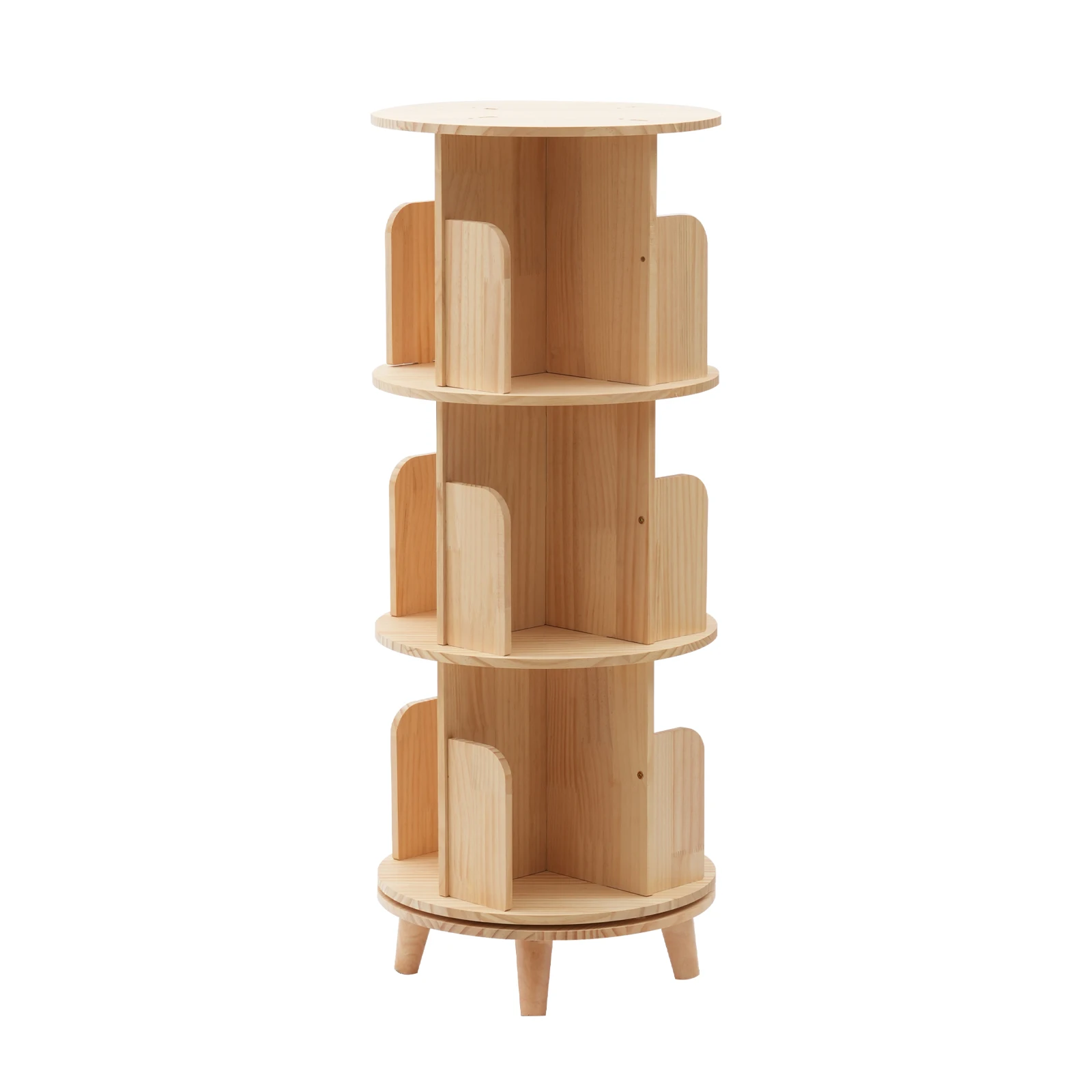 3 Tiers 360 Rotating Bookshelf Display Floor Standing Bookcase Storage Rack SALE