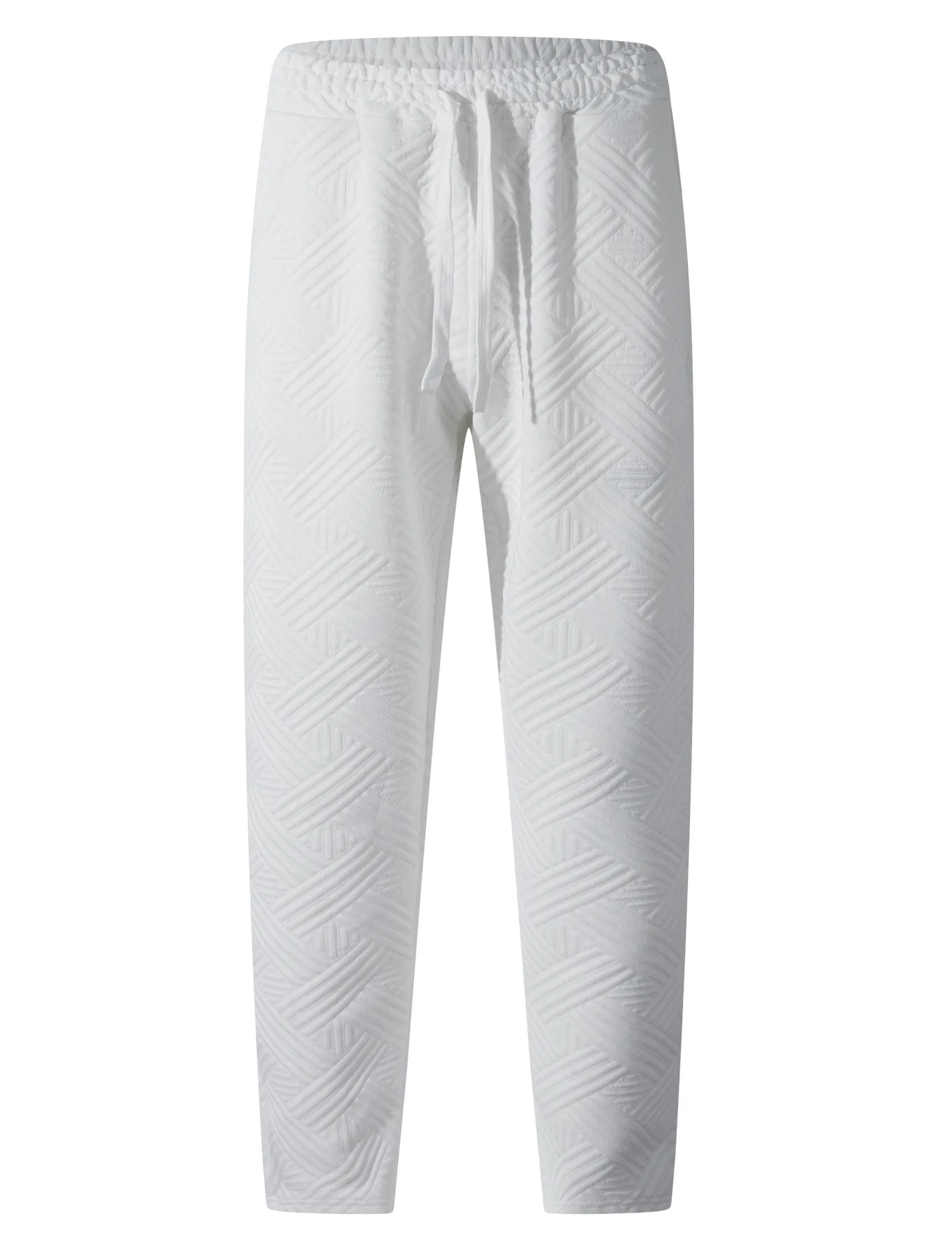 

Fashion New Men Jacquard Solid Sports Pants Loose Trousers With Pockets Casual Elastic Waist Comfort Daily Streetwear Male