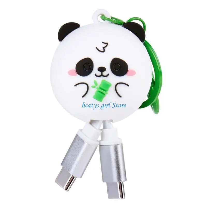 C7AB Type C Charging Data Cable with Pull Out Design, Cartoon Cover, Clip Tab Top, and 60W Claim for Office Time and Flight Use