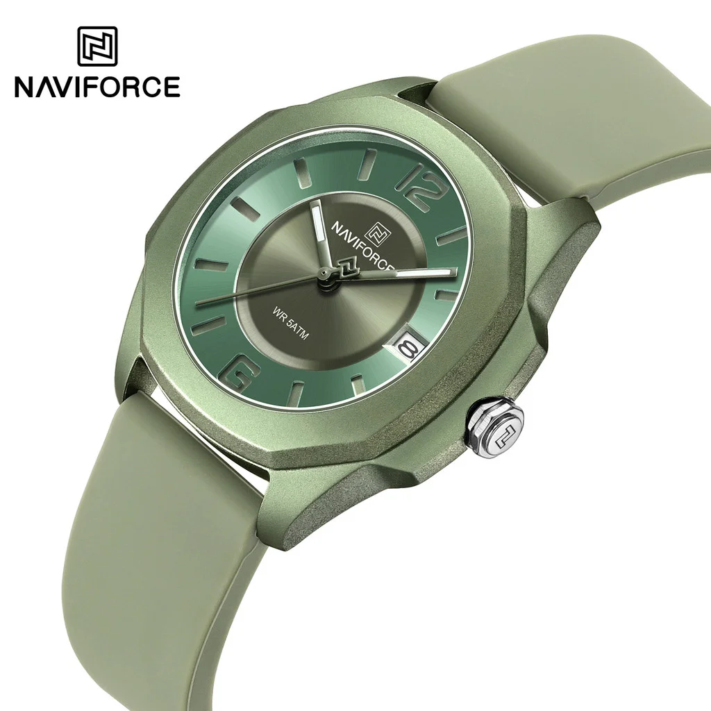 

NAVIFORCE NF7107 Casual Watches for Woman Soft Silicone Strap Classic Fashion 30m Waterproof Date Display Ladies Wristwatch