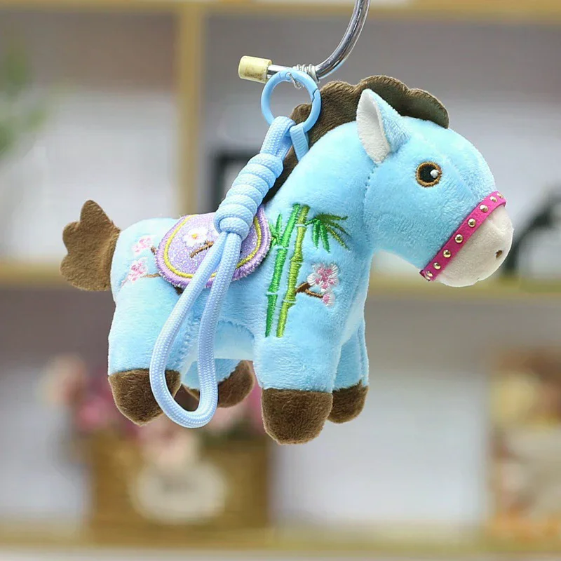 Piacevole portachiavi in peluche Pony; Regali portachiavi con ciondolo per bambola di pezza e borsa per studenti