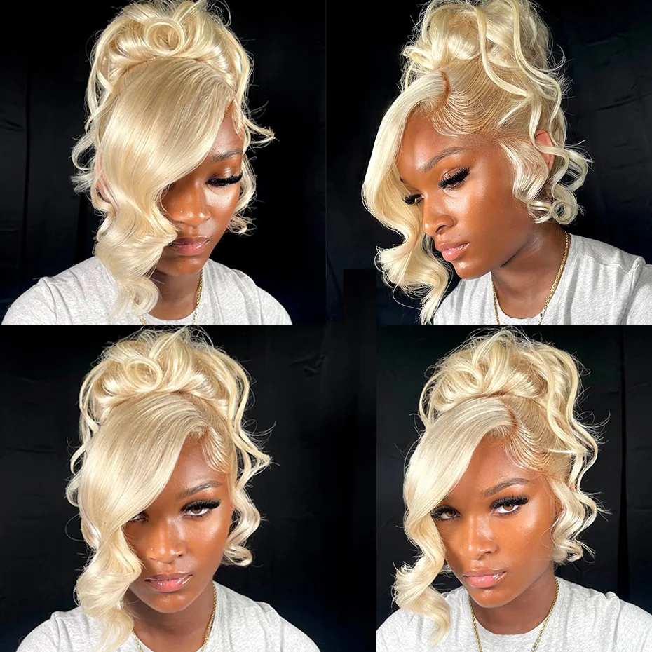 

Body Wave 13x4 13x6 360 Lace Front Wig Human Hair Preplucked 613 Blonde Color Transparent Lace Frontal Wigs For Women 30 40 Inch