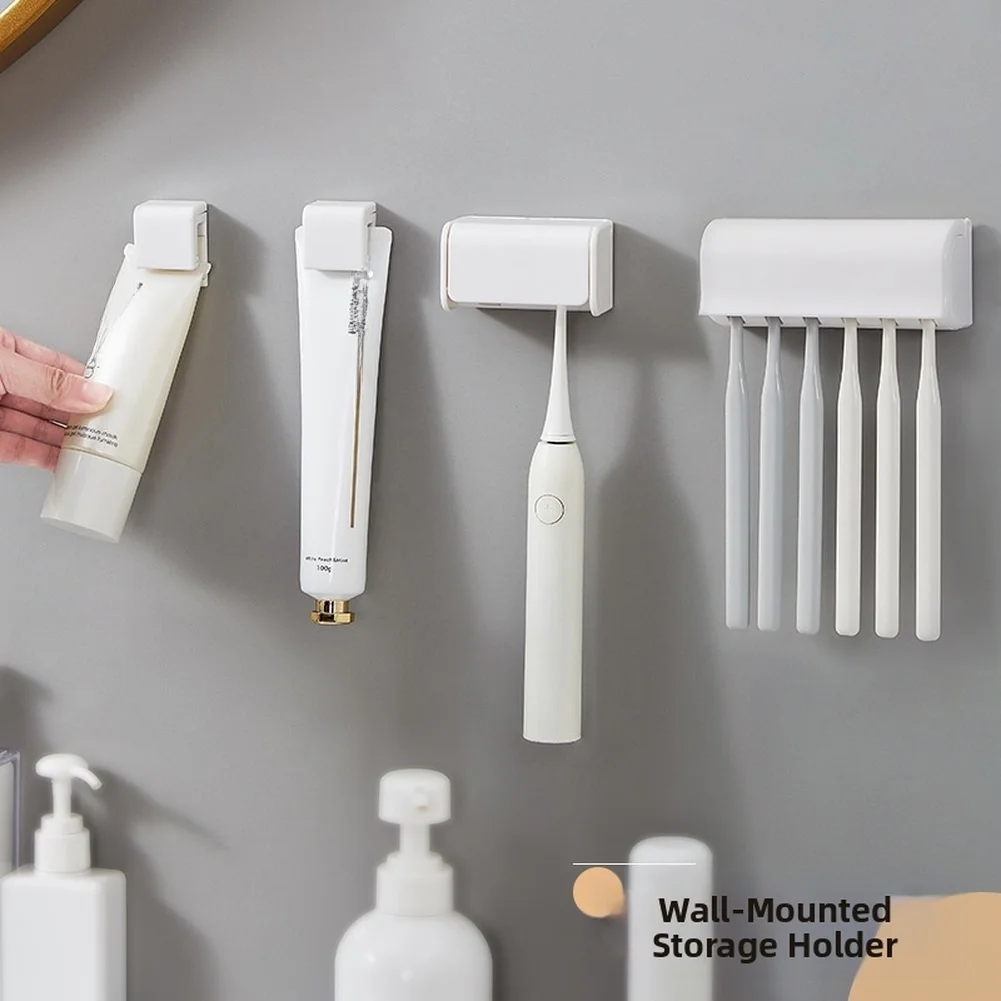 3 Piece Wall Mounted Toothbrush Holder for Bathroom with Compact Profile Designed for Limited Counter Space Areas