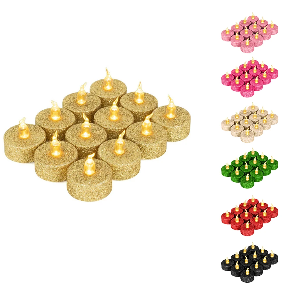 12Pack Flameless LED Tea Lights Candles 100+Hour Battery Operated Fake Electric Candles With Battery For Wedding Centerpiece