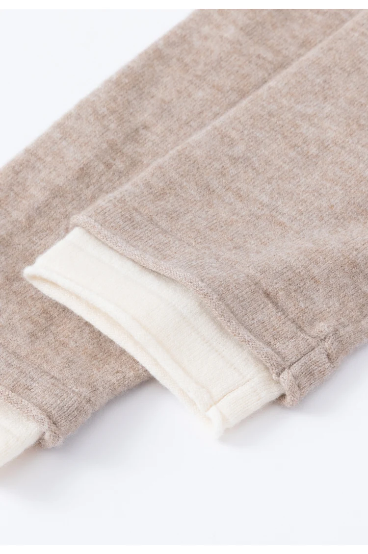 ML62039 Damen-Strickpullover mit Rundhalsausschnitt, Langarm, Zweiteiler-Optik, Kontrastfarbener Besatz, Lässiger Pullover für Herbst und Winter – Detail 18