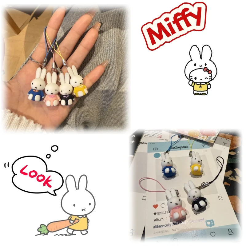 

Miffy anime peripheral cute silicone phone pendant cartoon bag key ins style simple girl versatile pendant fun