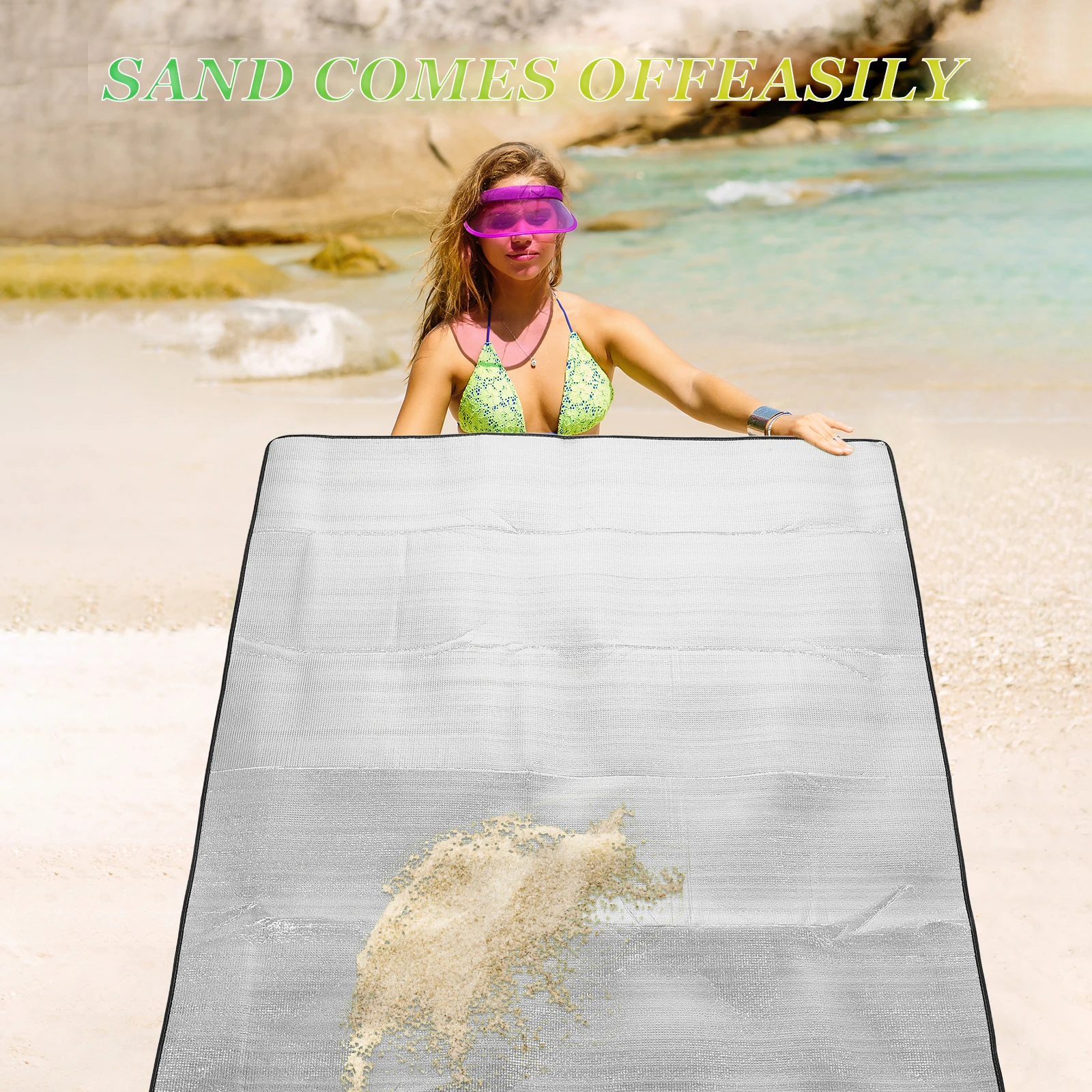 

1pc Oversized Picnic Mat Camping Ground Beach Blanket Foldable EVA Aluminum Film Sandproof Waterproof Outdoor Family Hike Play