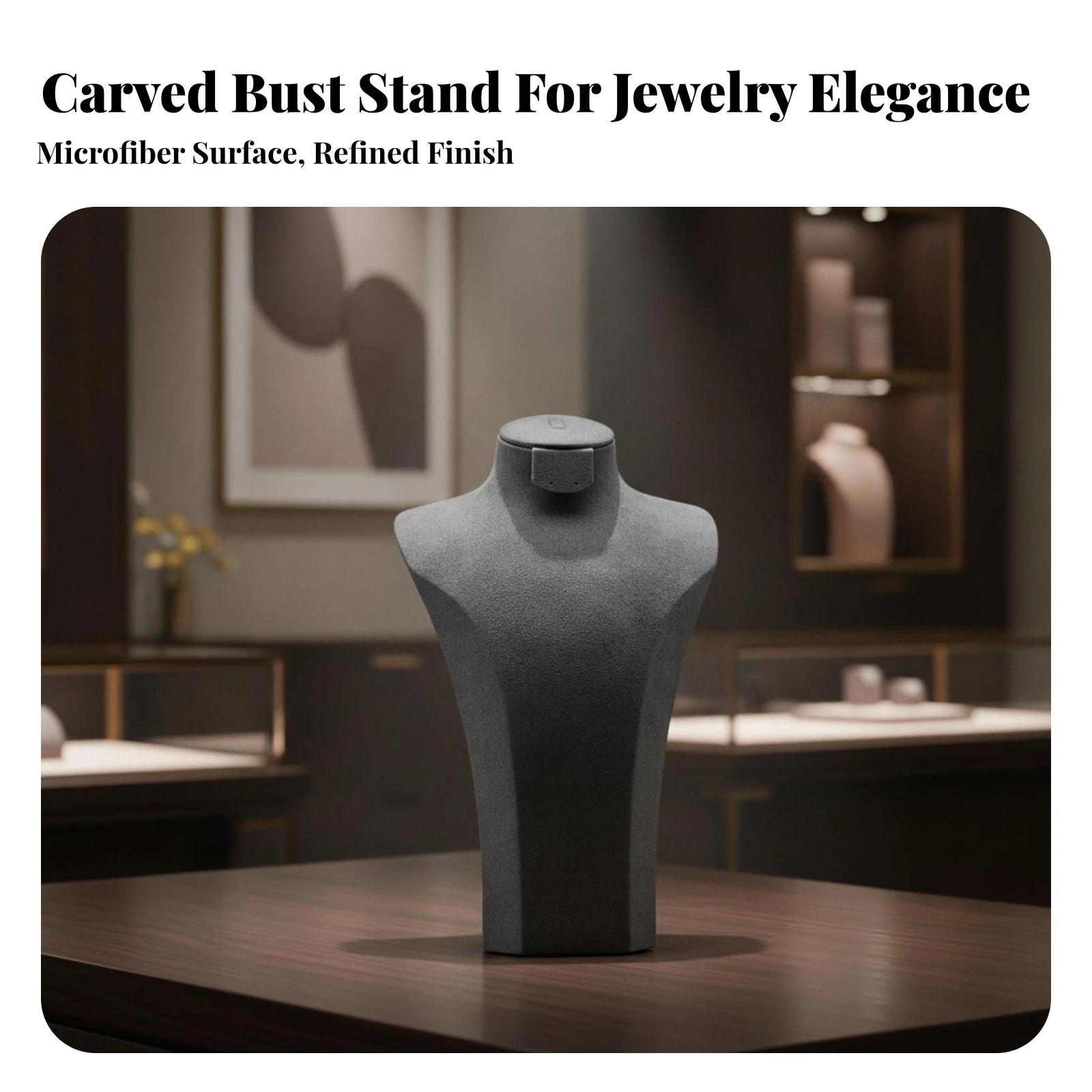 Necklace Display Bust Suede-Like Necklace Bust Mannequin Jewelry Display Mannequin Microfiber Practical for Jewelers