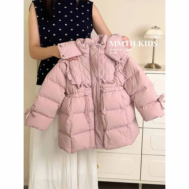 

Girls Thickened Down Coat Children's Warm Mid-Length Jacket Winter Hooded Snowsuit Children New Parkas Coat Baby Casual Clothes