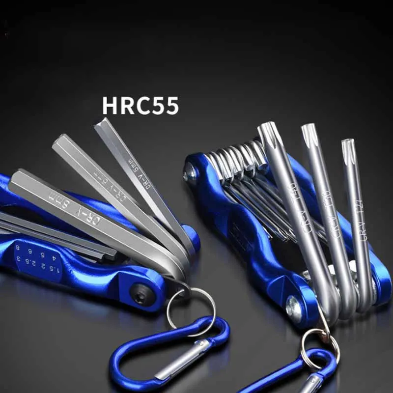 Khóa Lục Giác Phẳng Bóng Gấp Gọn Cờ Lê Lục Giác Chrome Vanadium Cờ Lê Di Động Bộ Gấp Gọn Bộ Tô Vít Hoa Mận/Hệ Mét/briti