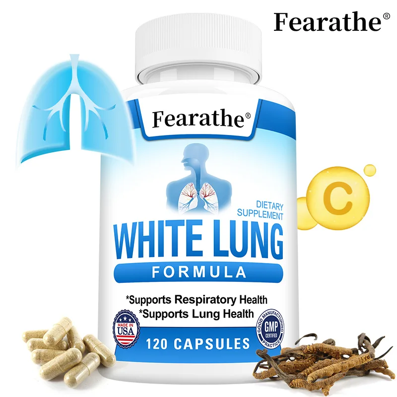

White Lung Support Capsules with Quercetin, Bromelain & Vitamin C, Support Detoxification, Lung Comfort & Respiratory Wellness