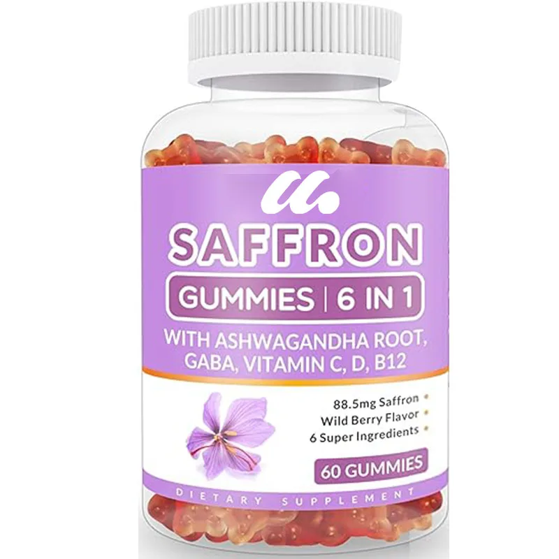 Saffron Gummies for Women and Men, Saffron Extract 88.5mg with Ashwagandha, GABA, Vitamin C, D3, B12