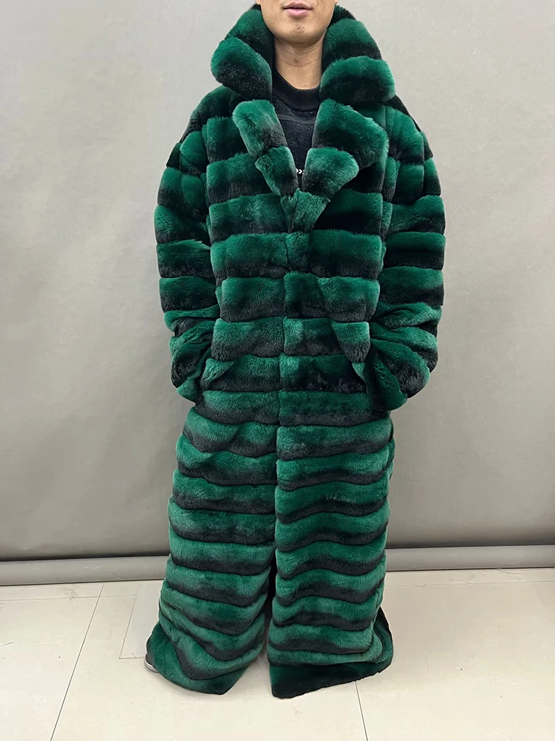 Genuine Rex Rabbit Fur Trench Coat para Homens e Mulheres, Casaco Longo para Senhora, Outono e Inverno Casacos, Custom Made, S5243