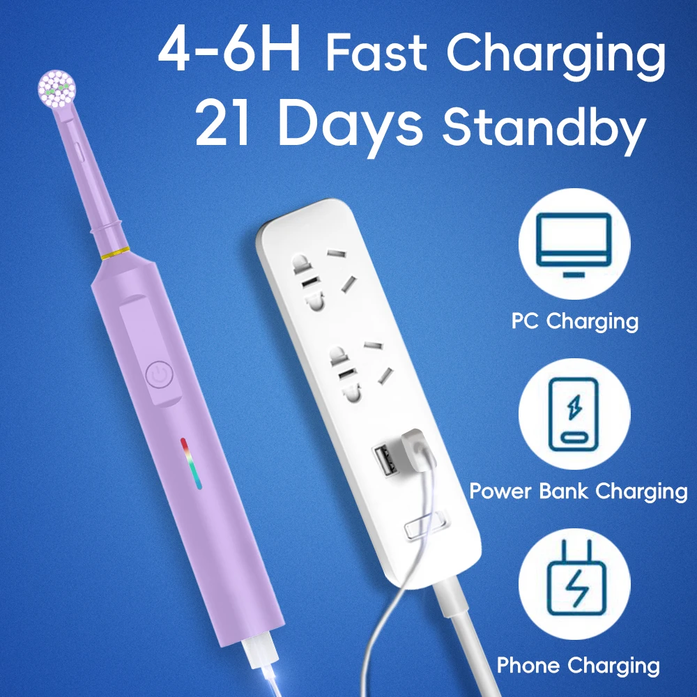 Intelligent Rotating Electric Toothbrush, Rechargeable Rotary Toothbrushes Compatible with Oral B Braun Replacement Brush Heads