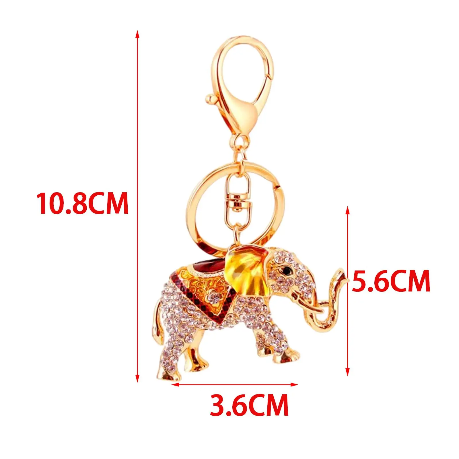 Elegante portachiavi in lega con elefante, portachiavi con ciondolo 3D, ciondolo bling per zaino da scuola per bambini e donne