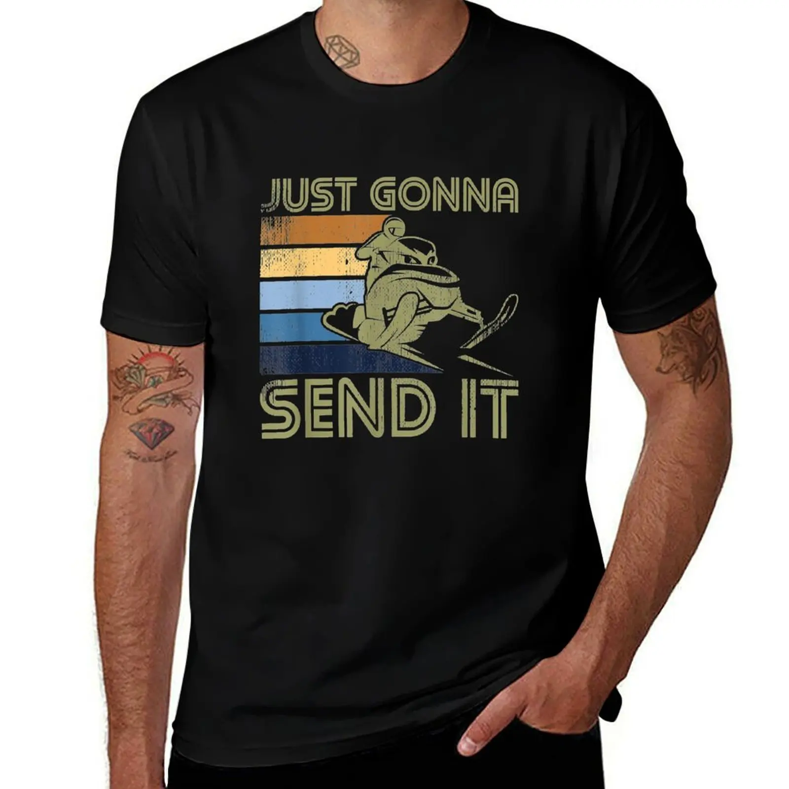 Just Gonna Send it - Funny Snowmobile winter Gear Gifts T-Shirt All Match Basic Short Sleeve Top T-Shirt