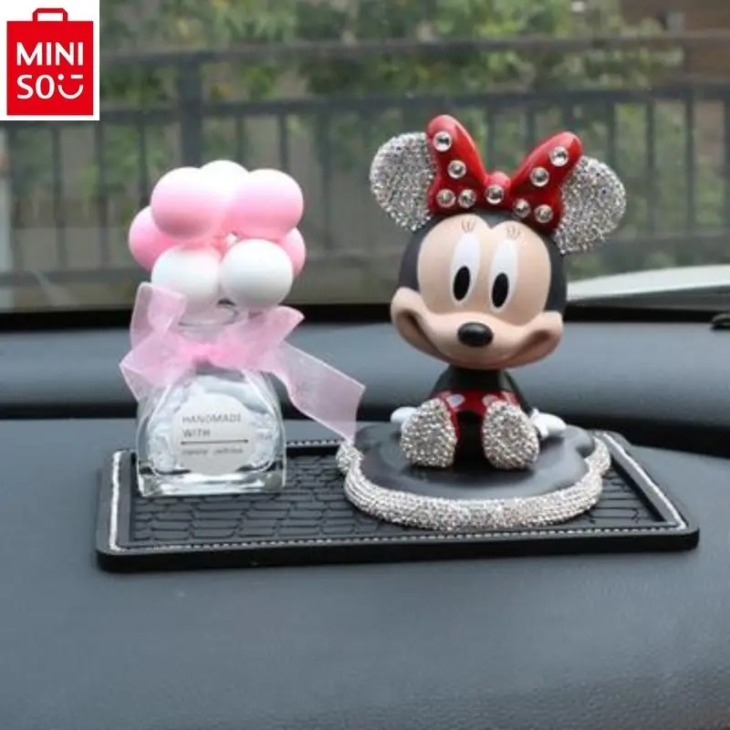 MINISO Car High Quality Diamond Set Mickey Creative Shaking Head Doll Interior Decoration Accessories for Women