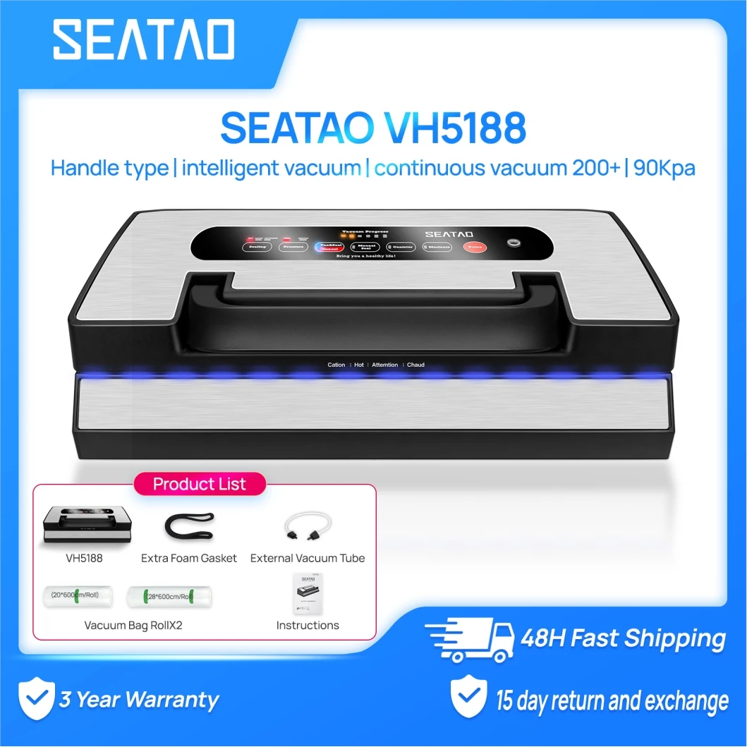 Seatao-máquina de envasado al vacío VH5188, sellador al vacío automático multifunción, cortador y almacenamiento integrados, Comercial