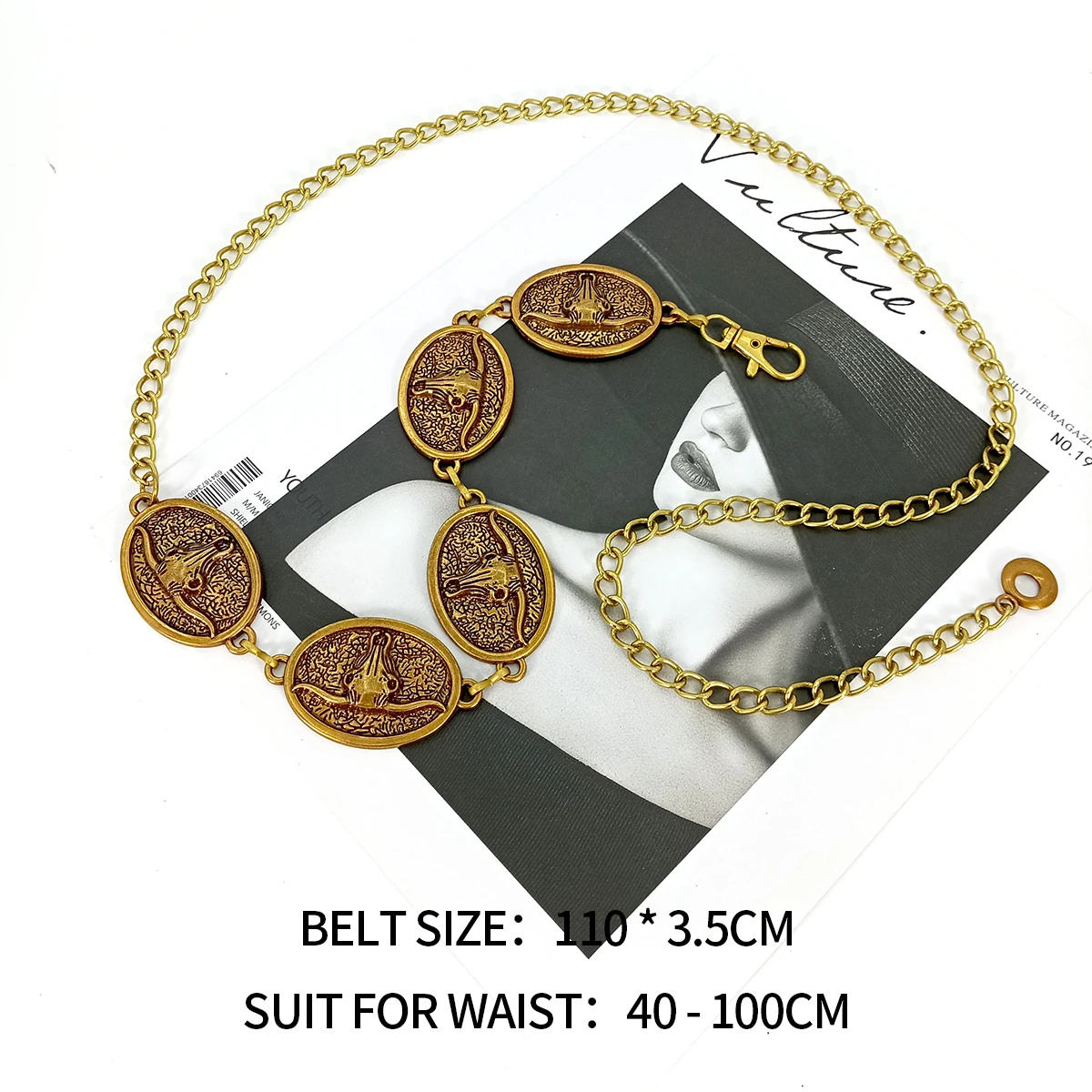 Vintage Silber Kette Gürtel Sun Bull Münzen Weibliche Taille Y2K Kleid Bund Designer Gürtel Für Frauen Hohe Qualität Punk Korsett
