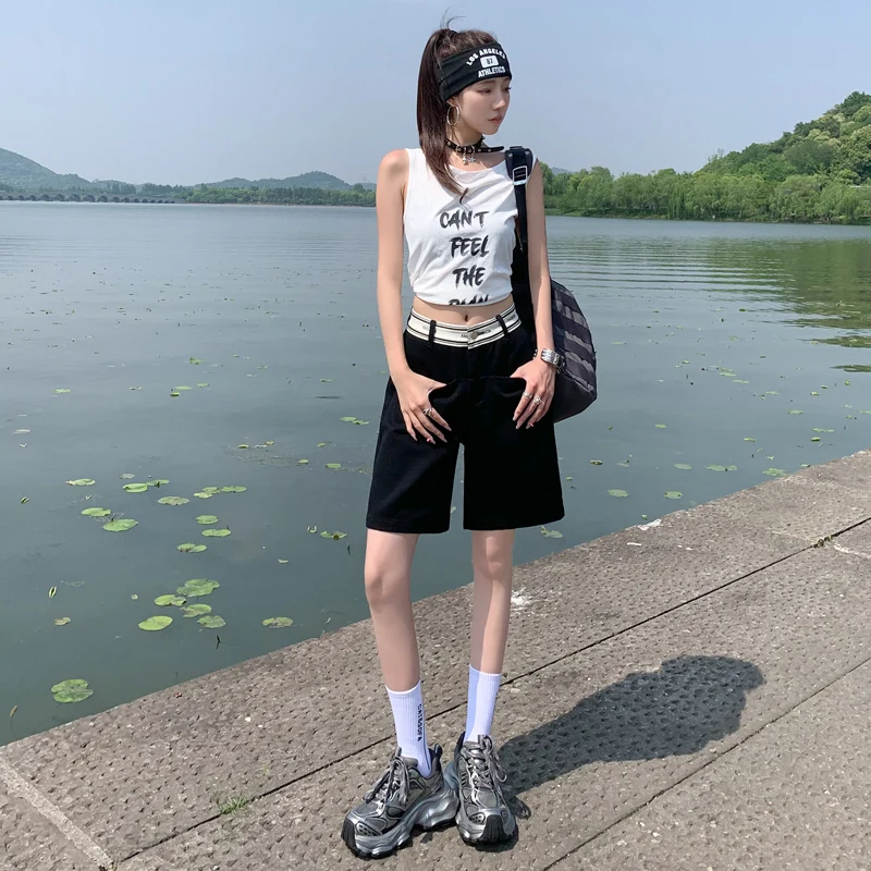 Denim Shorts Y2k Shorts Women Casual Cotton High Waist Straight Leg Vintage Summer Retro Streetwear