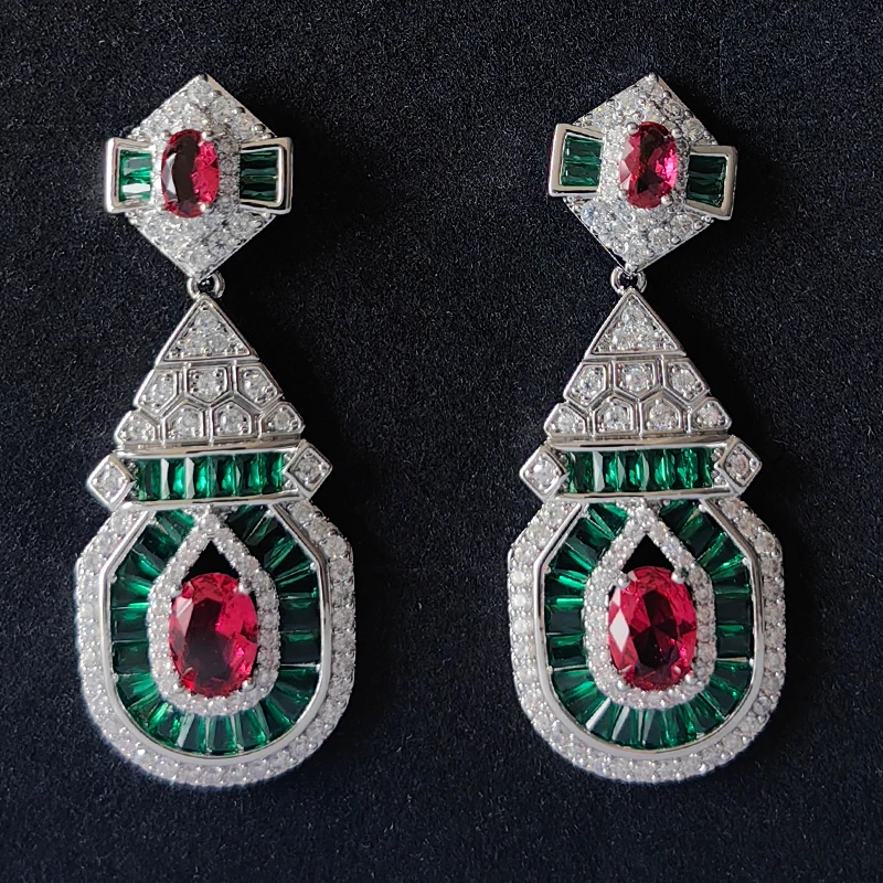 أقراط نسائية أزرق أخضر أبيض الزركون مجوهرات فاخرة تألق الزفاف الزفاف استرخى أقراط مساء حفلة هدية دروبشيبينغ