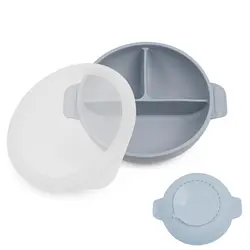 Split Tray Silicone Baby Weaning Utensils Set Includes Suction Bowl Plate Spoon Fork Cup Lid Toddler Feeding Supplies Set