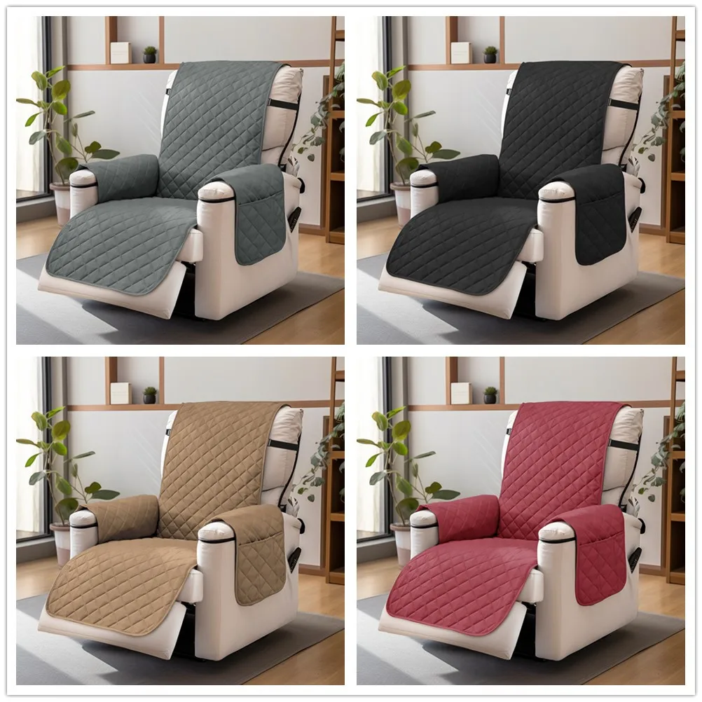 Quilted Recliner Sofa Cover Waterproof Slipcover Anti-Slip Chair Covers Washable Anti-wear for Kids/Dogs/Pet Furniture Protector