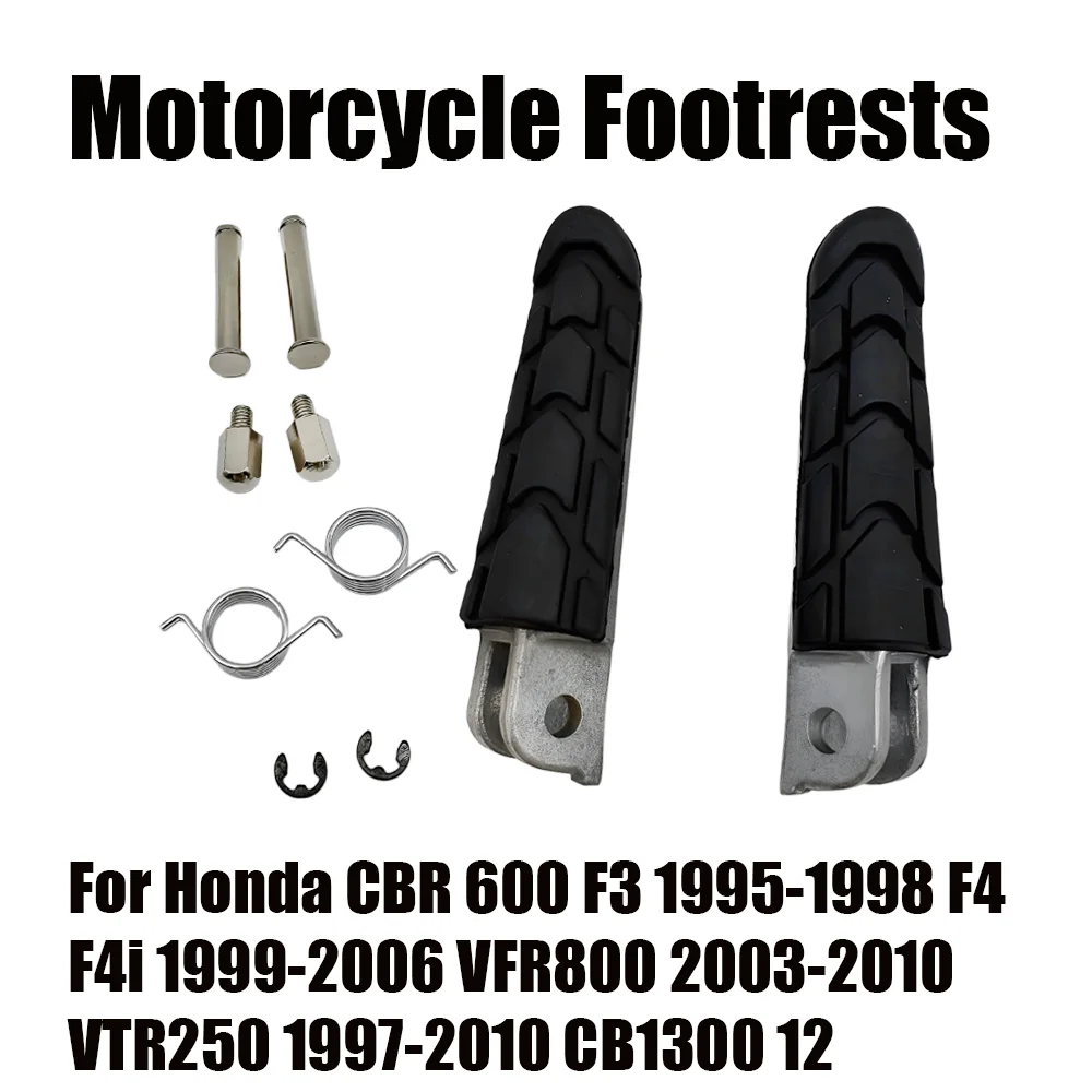 

For Honda CBR 600 F3 1995-1998 F4 F4i 1999-2006 VFR800 2003-2010 VTR250 1997-2010 CB1300 12 Motorcycle Front Footrests Foot Pegs