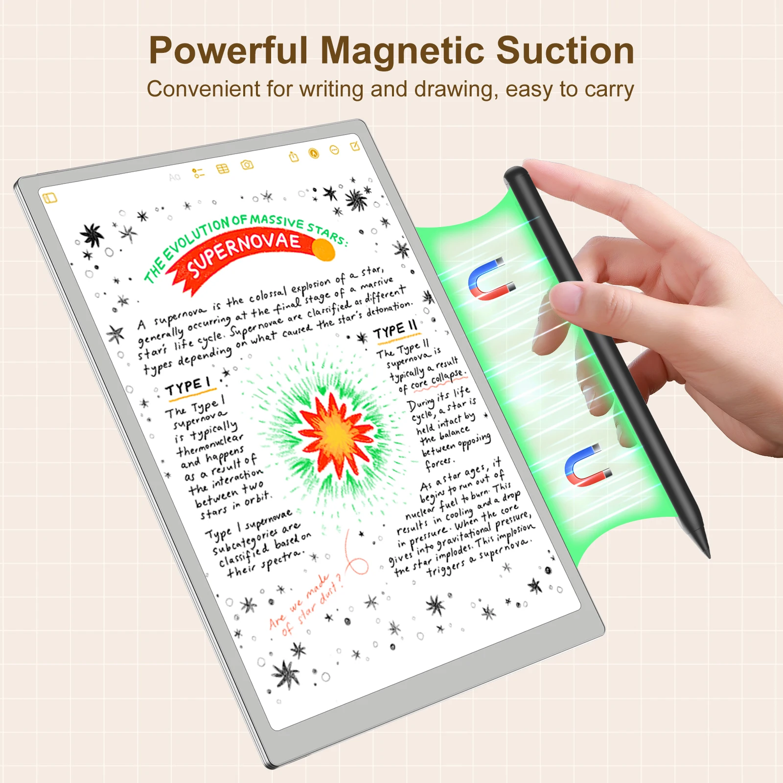Magnetic Stylus Pen for Remarkable Paper Pro with Eraser, Rechargeable Digital Pen with 4096 Pressure Sensitivity, Tilt