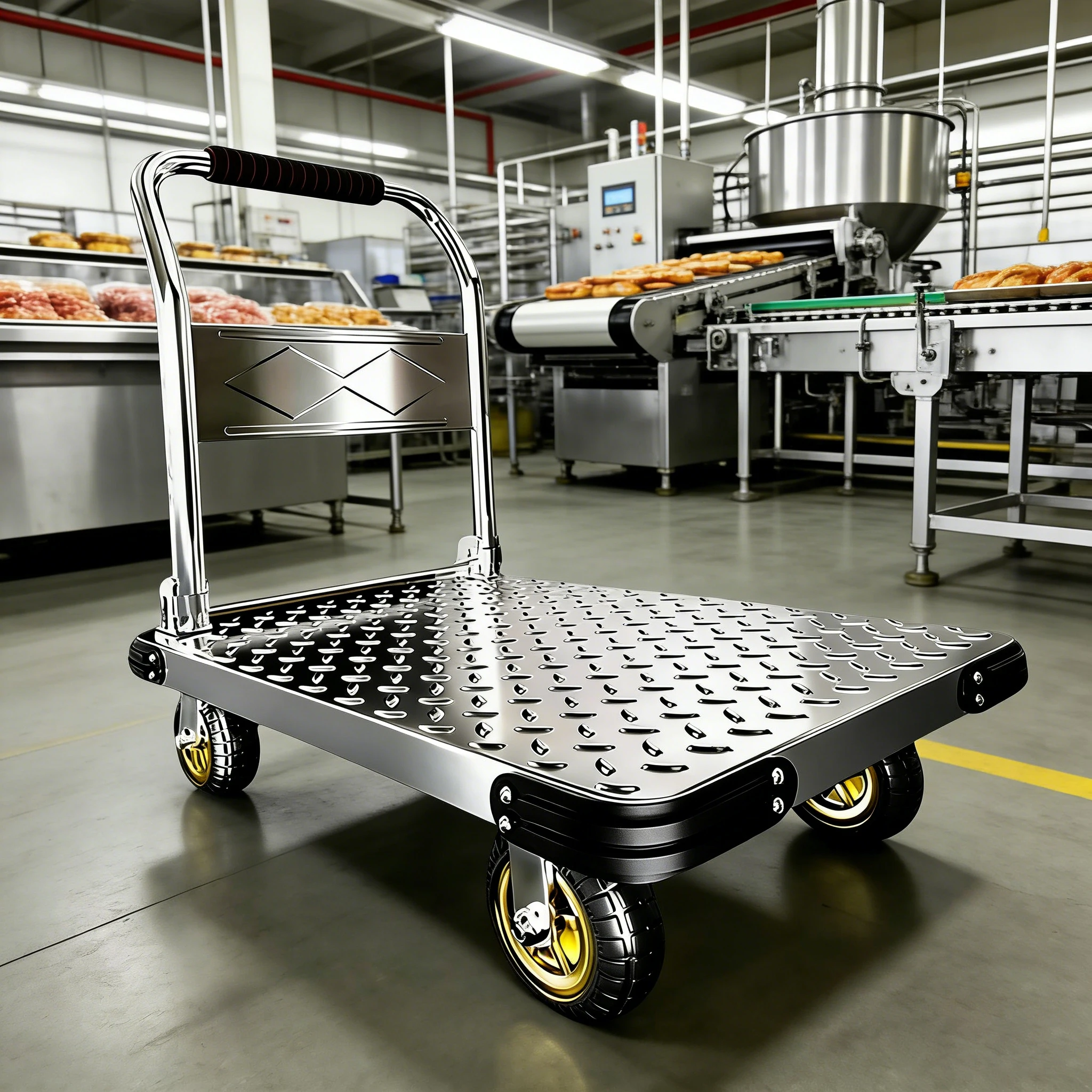Stainless Steel Flatbed Cart Work Shop Use Customizable Dimensions 10kg 2-Year Warranty Shandong