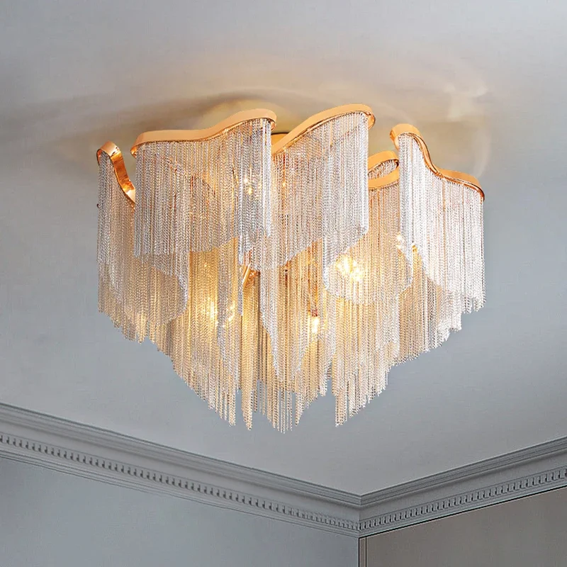 Modern Tassels Ceiling Chandeliers Pendant Lamp Chain Light  Living Room Bedroom Kitchen Villa Home Decorations