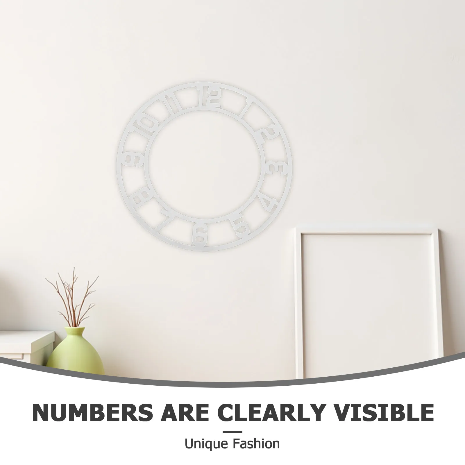 25Cm Acrylic Mirror Clock Sticker Round Self Adhesive Wall Decal with Bold Numerals Modern Minimalist Decor for Living Room