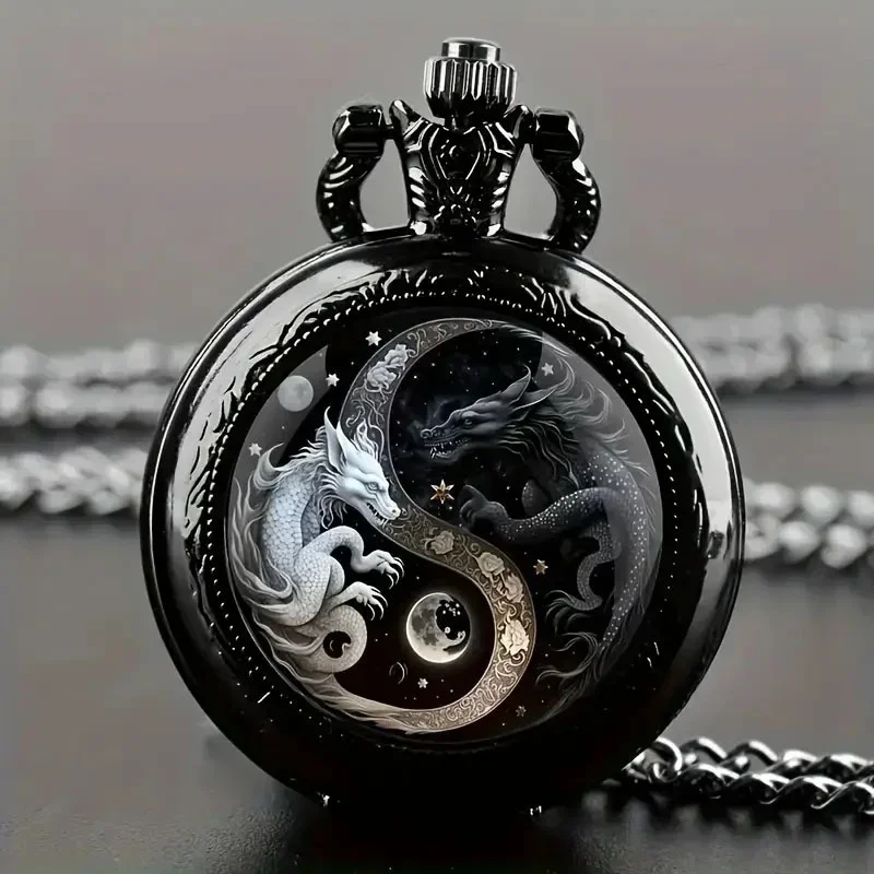 AAAColorful pattern pocket watch flip decoration necklace, personalized quartz pocket watch blind box for male and female view 4