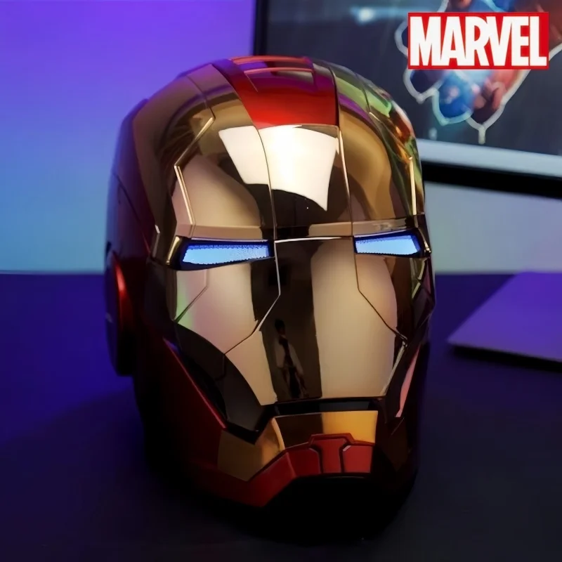 

Marvel Iron Man Autoking 1/1 Golden Style Mk5 Helmet Remote And Voice Control Iron Man Automatic Helmet Mask With Led Light Gift