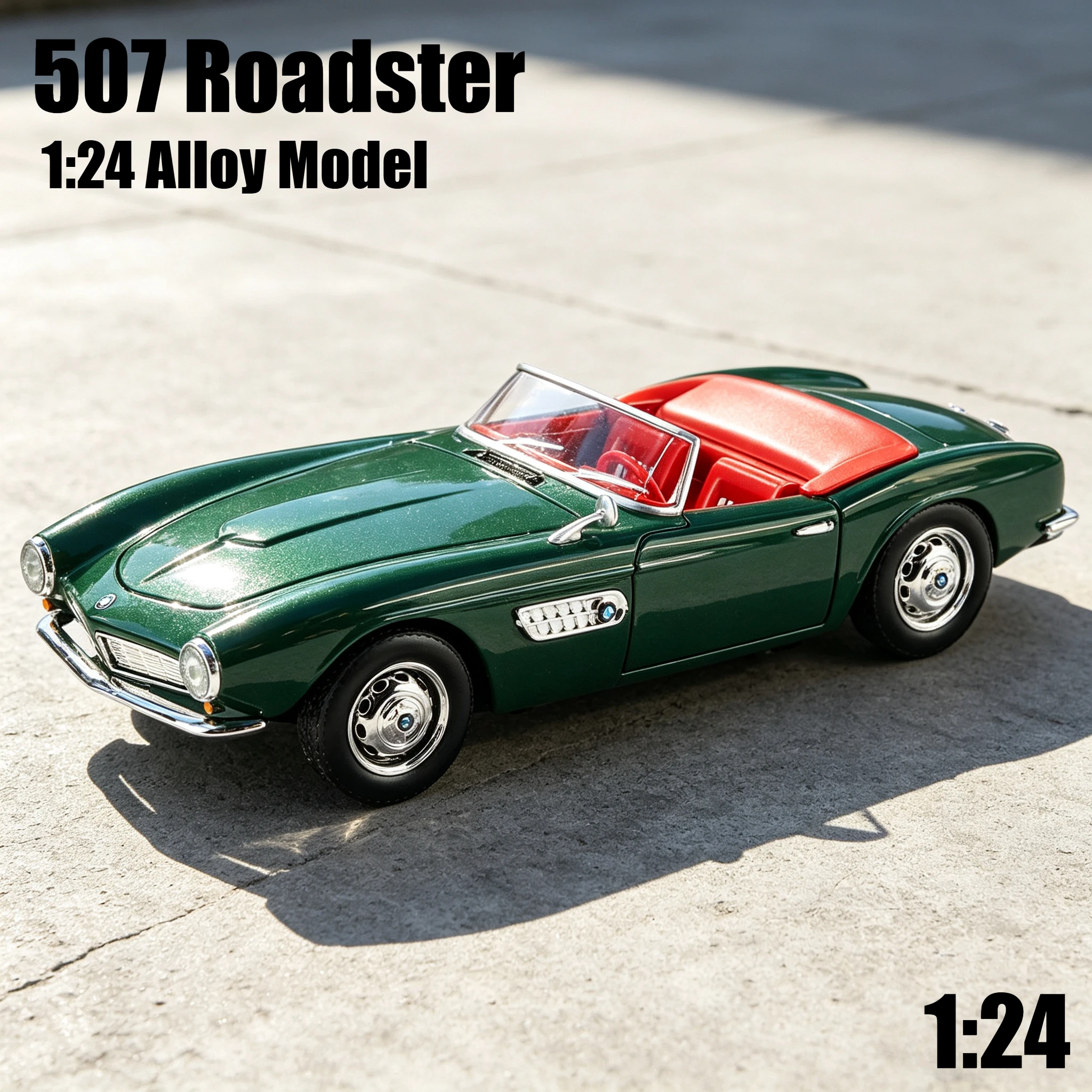 1:24 507 Roadster Simulation Alloy Car Model Sound and Light Sound Effect Pullback Desktop Ornament Toy Gift
