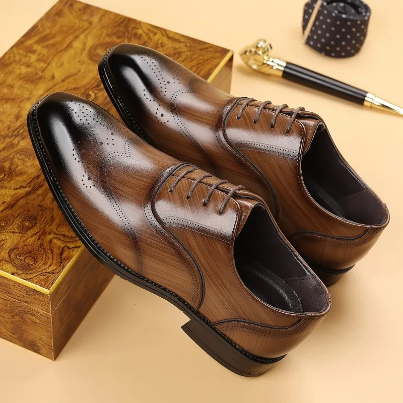 Sapatos Oxford Masculinos de Couro Genuíno Feitos à Mão 2026 2