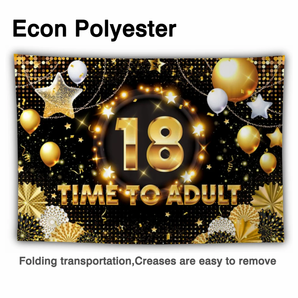 خلفية حفلات أعياد الميلاد من Allenjoy موديل 18th 20th للبالغين باللونين الأسود والذهبي ونجوم لامعة وهتافات احتفالية ديكور خلفية بصور