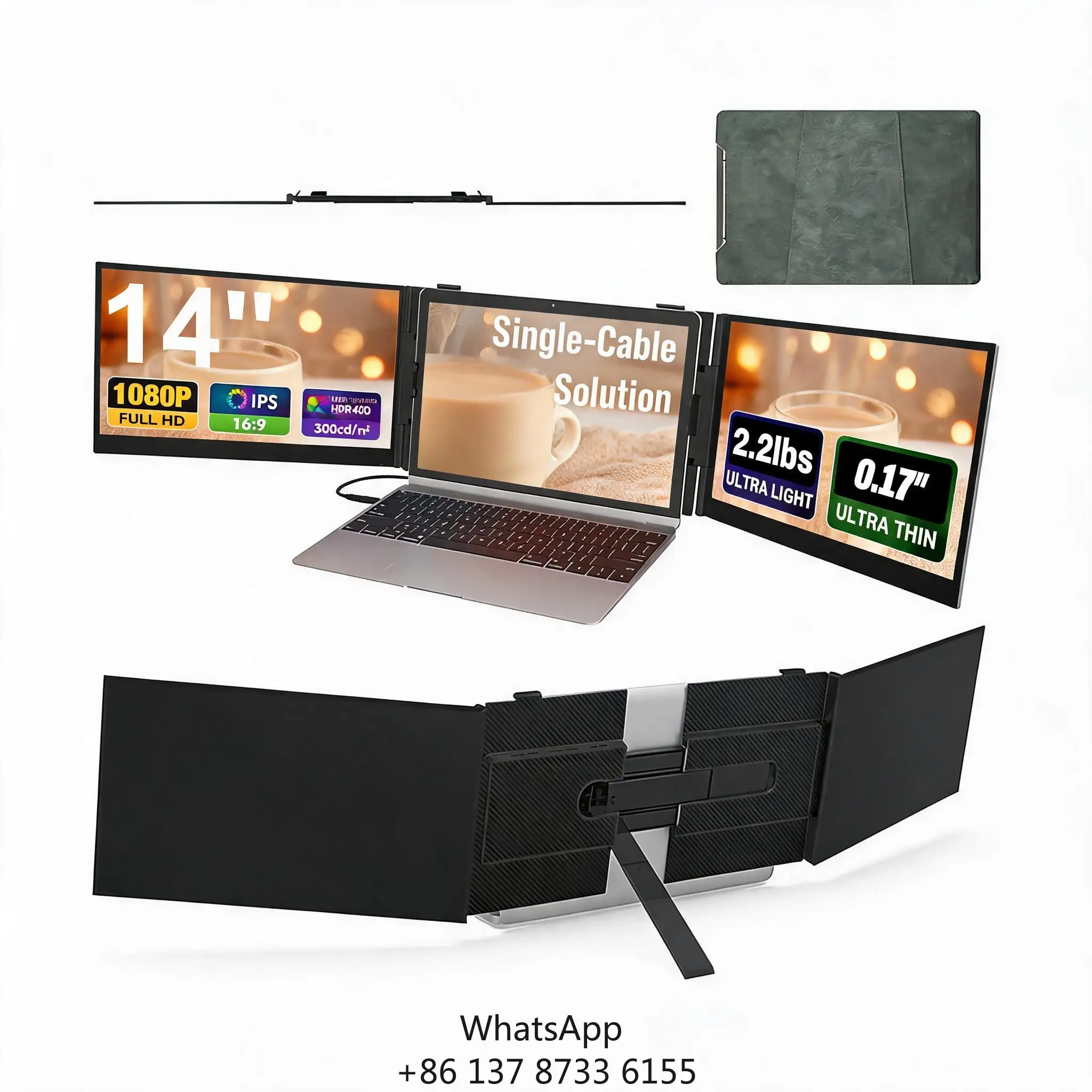 14-inch One Cable Portable Display Portable Screen For Streaming External Monitor Laptop Screen Card Double Monitor