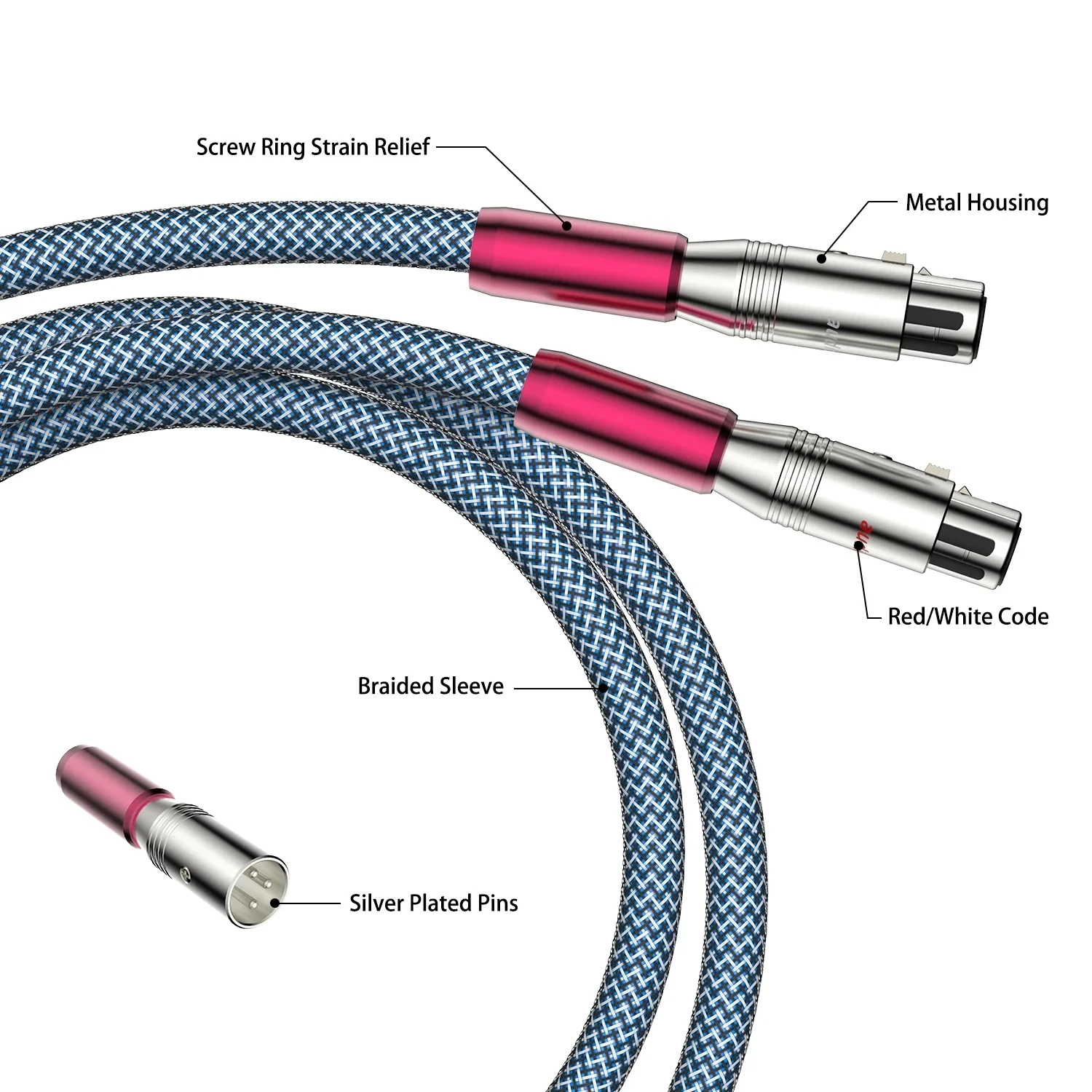 

A10 Audiocrast Audiophile Audio Cable 2 RCA Male to 2 XLR HIFI Plug 3 Pin Male/Female Cable
