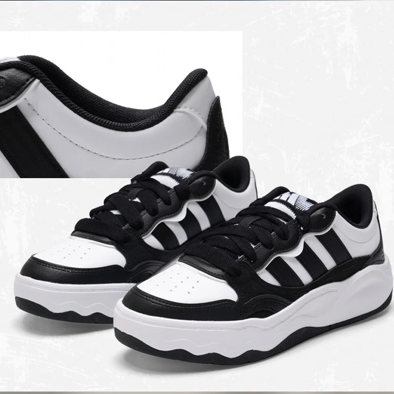 Adidas KZ6685 Low Top Platform Casual Sneakers Synthetic Three Stripes Rubber Sole Fashion Skate Shoes Black White