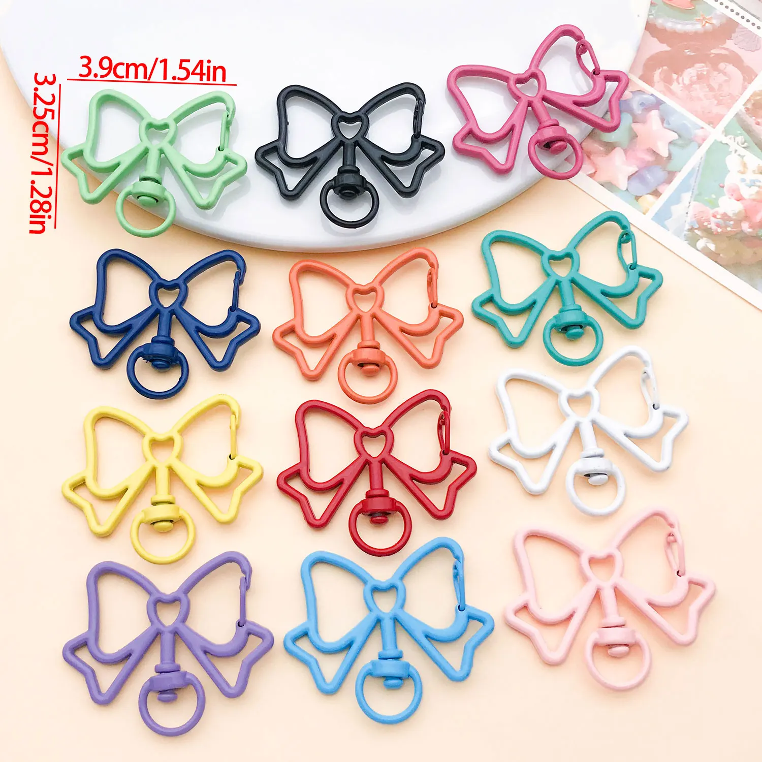 30pc 32.5x39mm Zinc Alloy Paint Bow Spring Buckle Dog Buckle DIY Key Chain Bag Pendant Universal Buckle view 2
