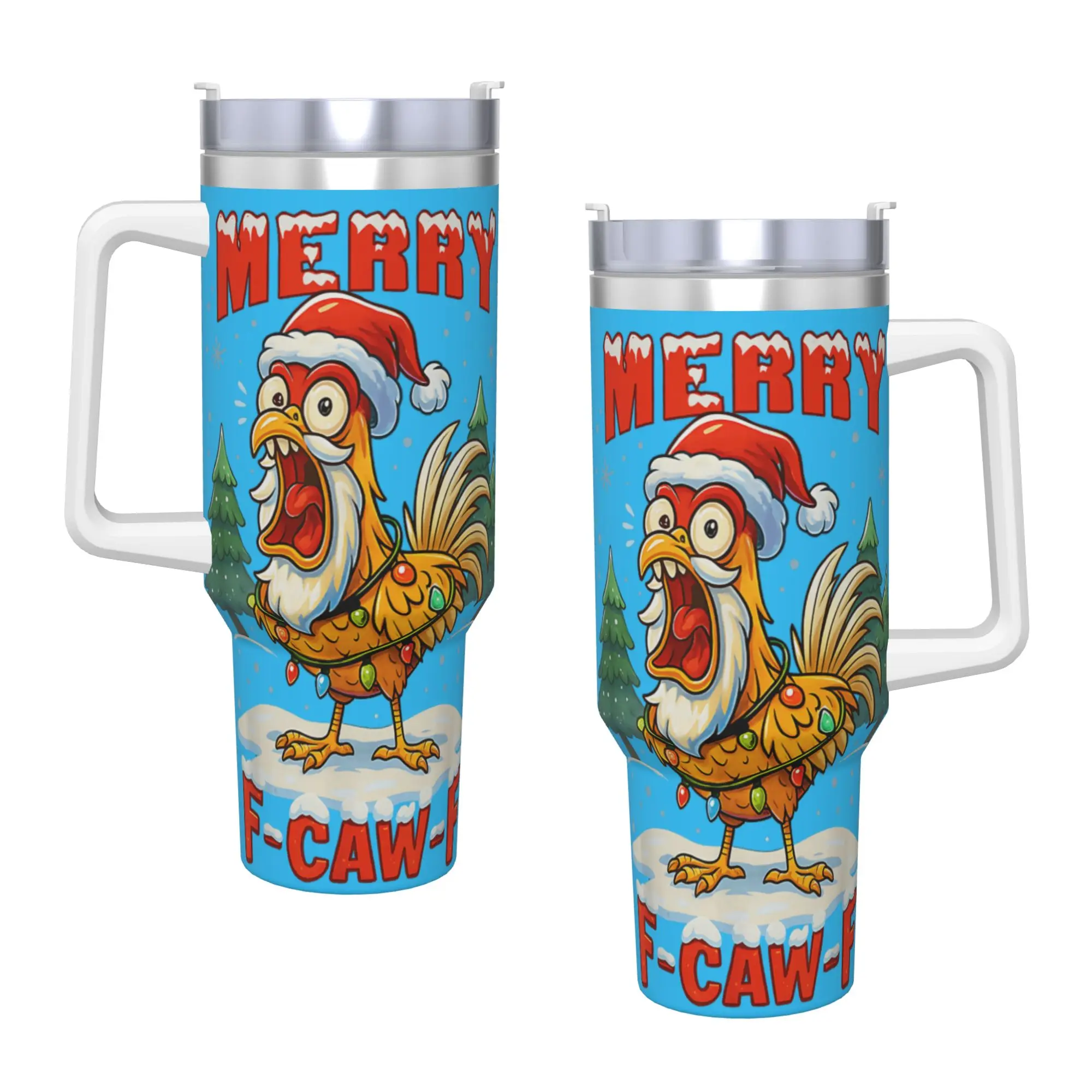 بهلوان من الفولاذ المقاوم للصدأ مرح F Caw F الدجاج عيد الميلاد مضحك الديك كوب حراري معزول المشروبات الساخنة أكواب كوب زجاجة السفر #2