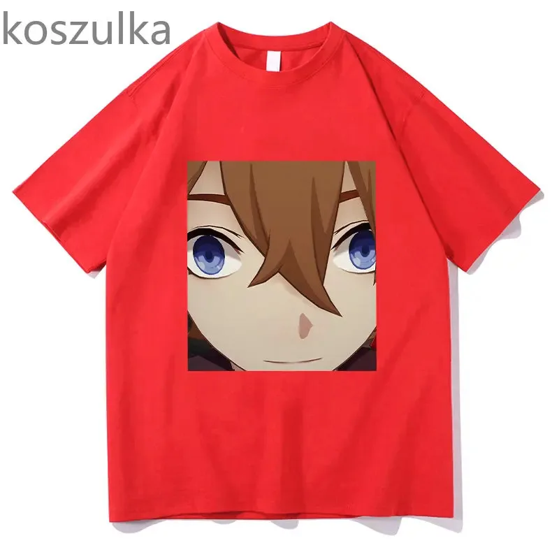 111 www أنيمي Tartaglia الوجه الميمات تي شيرت للجنسين موضة قصيرة الأكمام Genshin تأثير لعبة تشايلد الشفاه دغة تي شيرت س الرقبة القمم