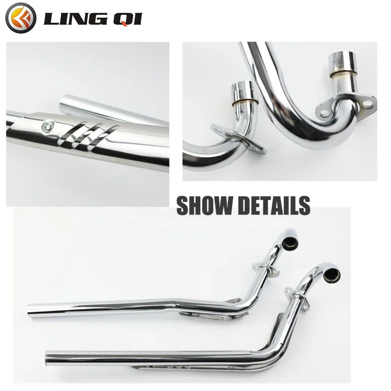 LINGQI RACING Motorcycle 28MM Aluminum Exhaust Muffler Pipe Tube For  CRF70 XR50 Pit Dirt Bike 110cc 125cc 140cc 150cc Part