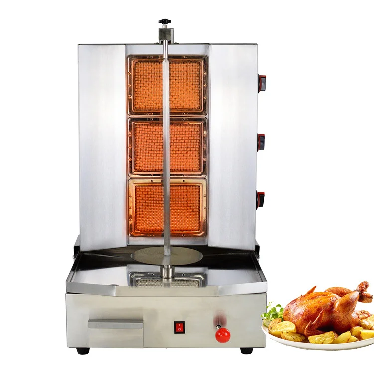 Commercial Gas Barbecue Grill Automatic Rotation Vertical Toaster Machine Shawarma Machine for Restaurant