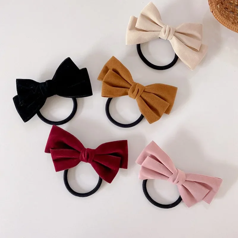 High quality Autumn and Winter Hair Tie for girls fur Bow High Ponytail Elastic Rubber Band Women Fashion Hair Bands Accessories