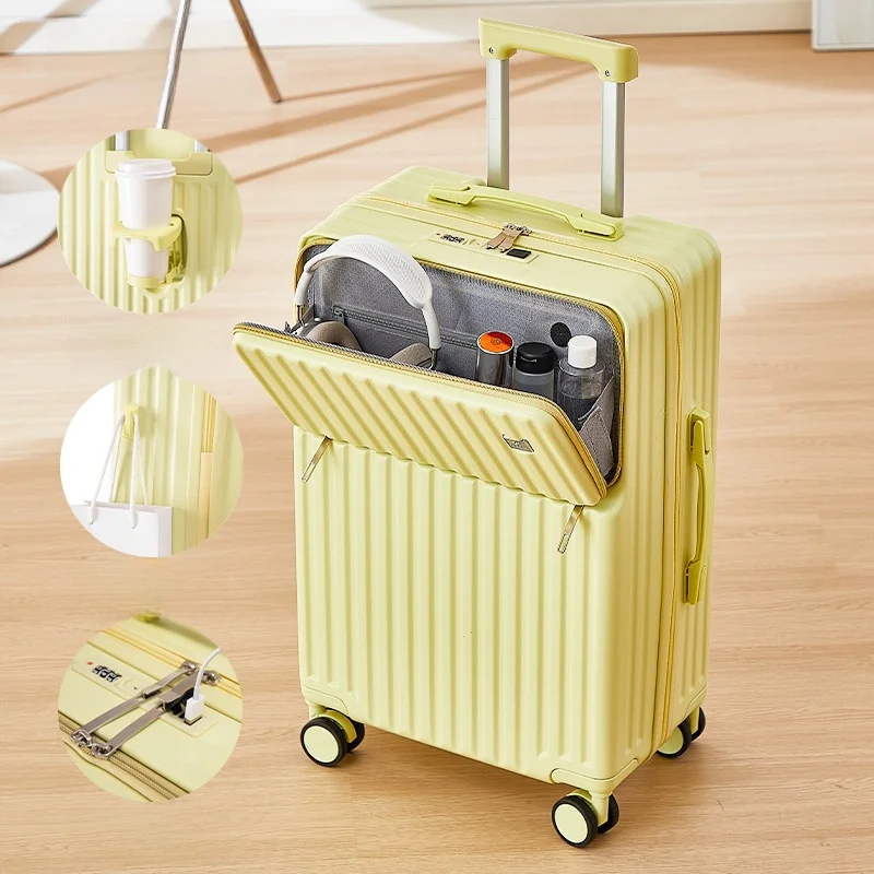 Durable Multi-Functional Luggage Carry-On Suitcase with Front Opening Cover Travel Password Lock Convenient for Men image 3